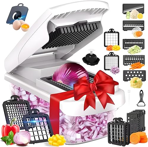 Picador de verduras resistente 15 en 1 utensilios y utensilios de cocina, cortador de cebolla profesional, picador de ensalada, cortador ajustable y