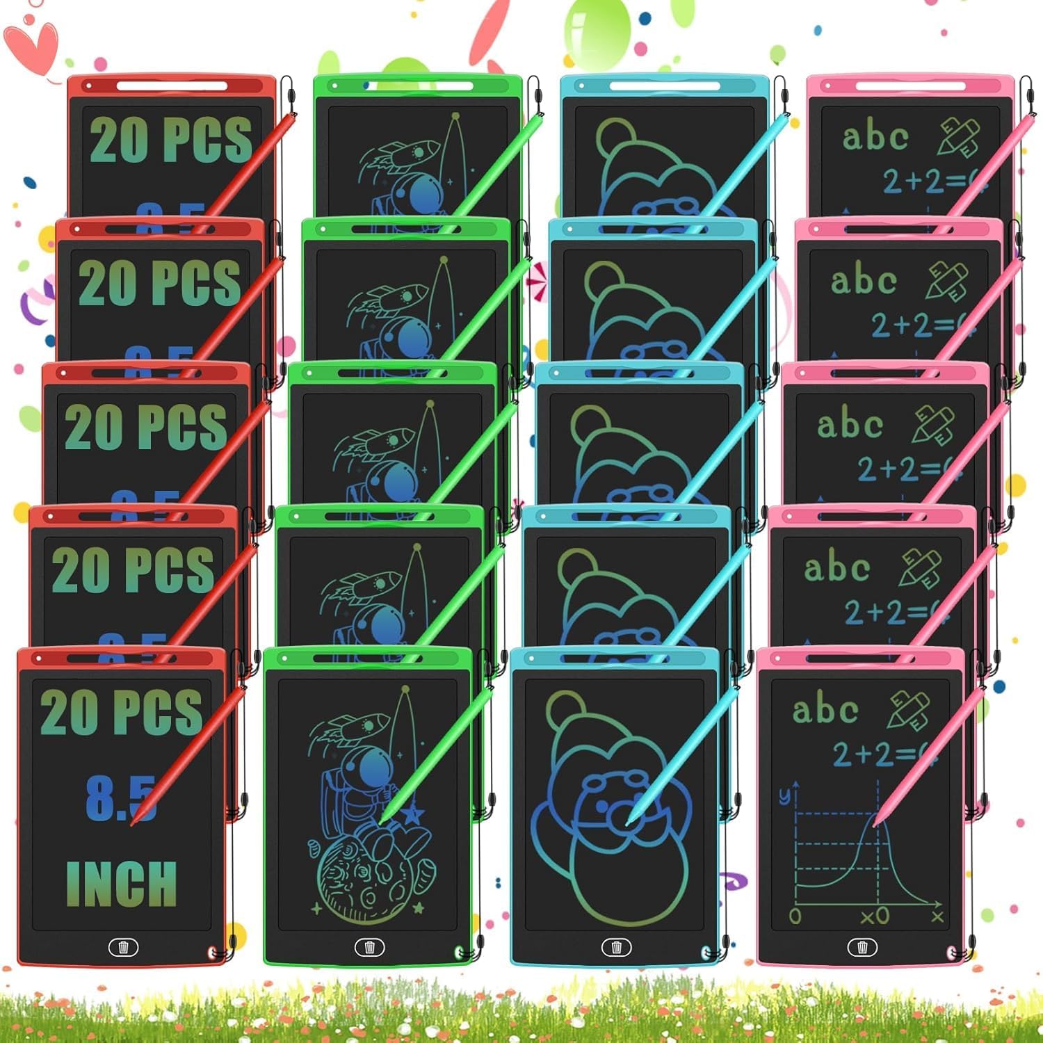 Writing Tablet for Kids Bulk Drawing Pads 8.5″ Upgraded Doodle Board for Kid Learning Toys for Preschool School Party Favor Toys for Kids Toddlers Girls Boys 20 PCS