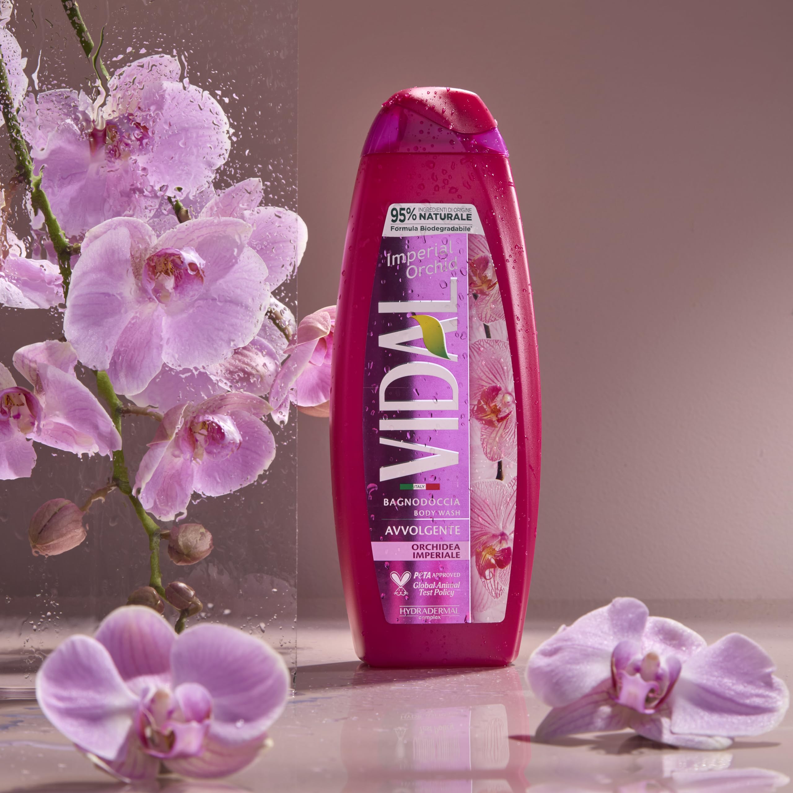 Vidal - Bagnoschiuma Orchidea Imperiale, Formula Avvolgente, Fragranza di Orchidea, Dermatologicamente Testato, 500ml