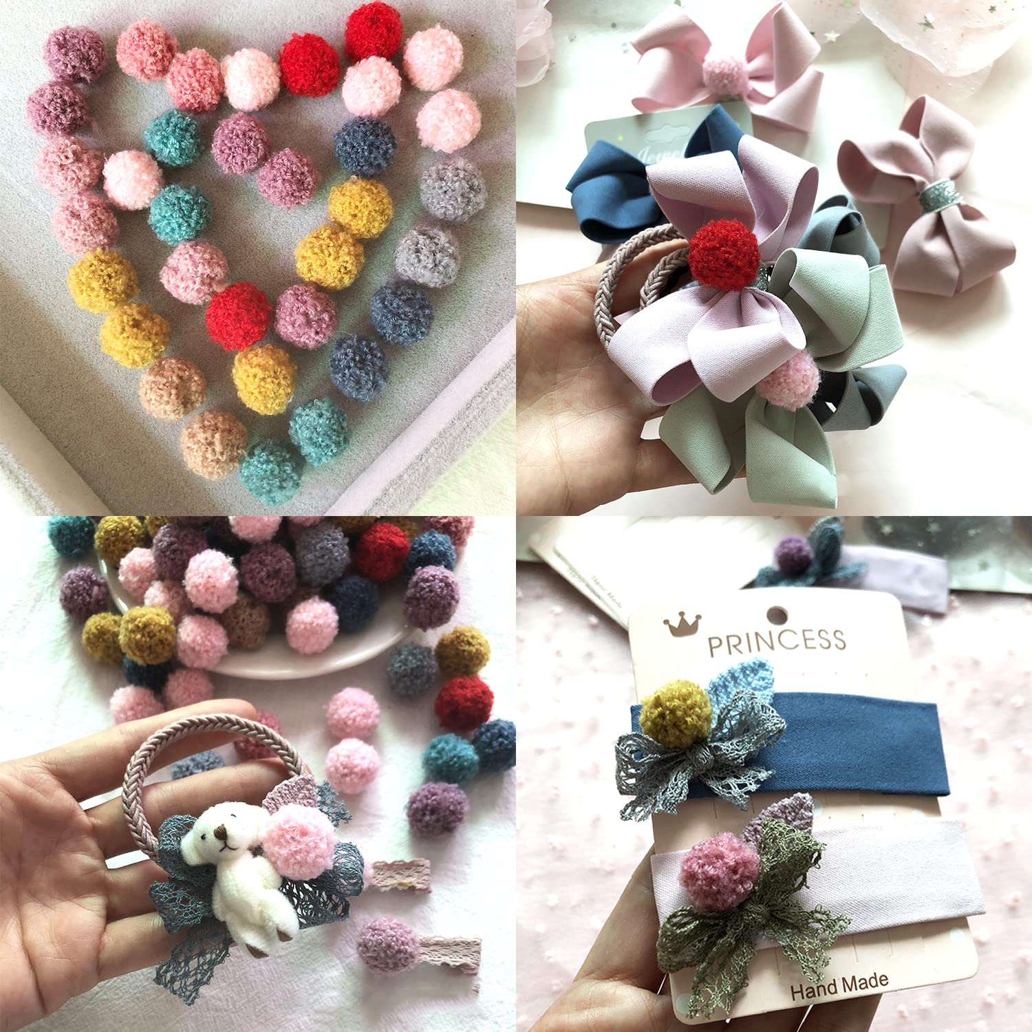 120 pompon da 20 mm, per fai da te, palline colorate in peluche, per