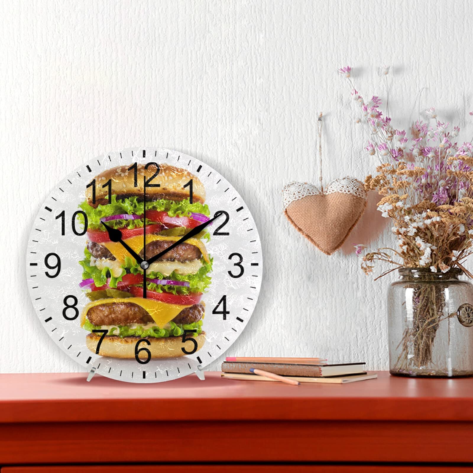 JZK Horloge murale moderne à quartz avec grand chiffre rond silencieuse