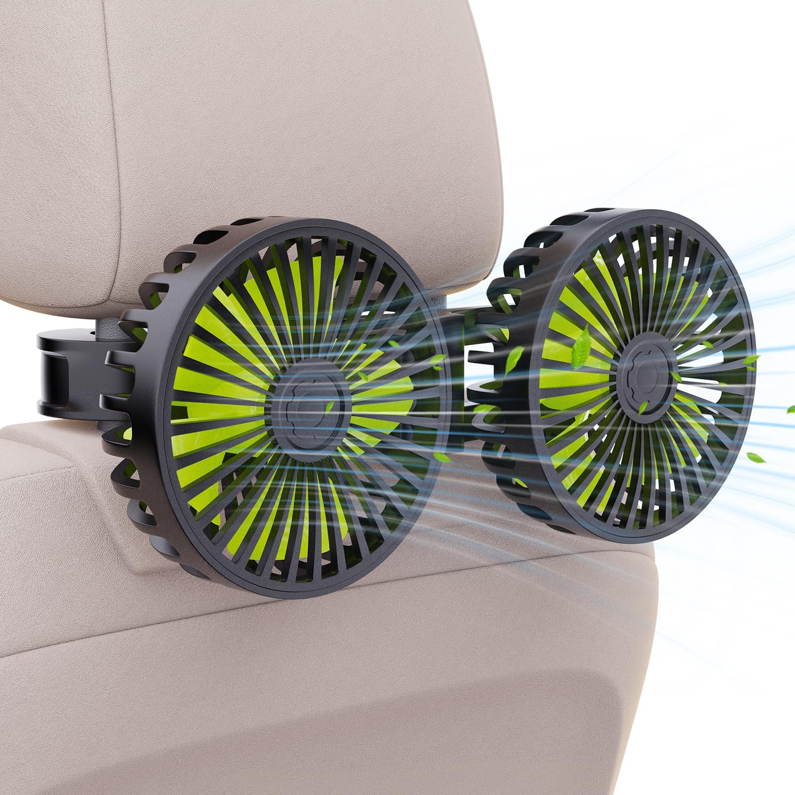 QIZUN Car Backseat Cooling Fan for VW Touran 5T 2015-2024, Headrest Ventilation Cooler USB Powered Air Circulator Electric Back Seat Blower