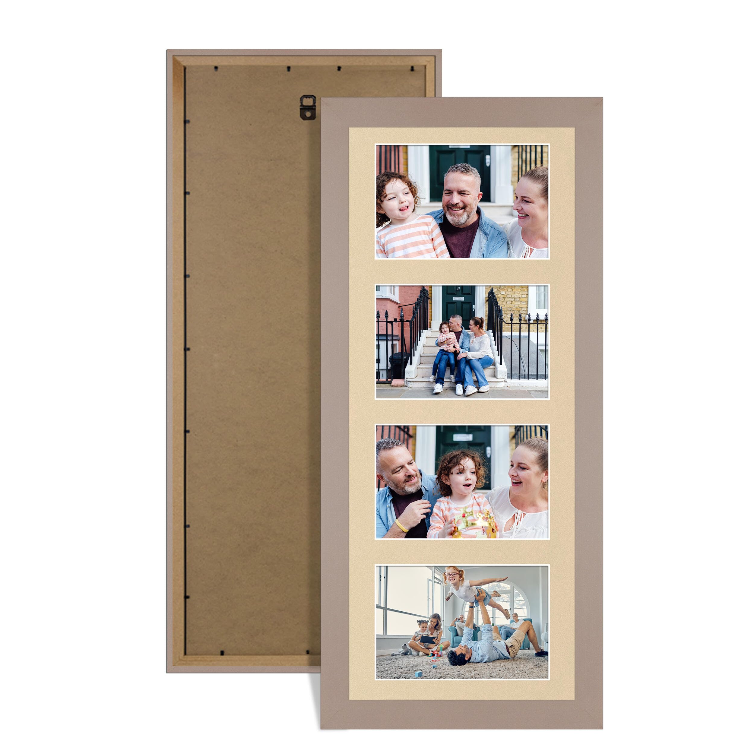 Alison Kingsgate Rose Gold 50x20cm Photo frames for multiple pictures -4 Apertures Collage Frame with Ivory Mount - Holds (4x) 6x4 Photos - Engineered Wood & Perspex โ image 1