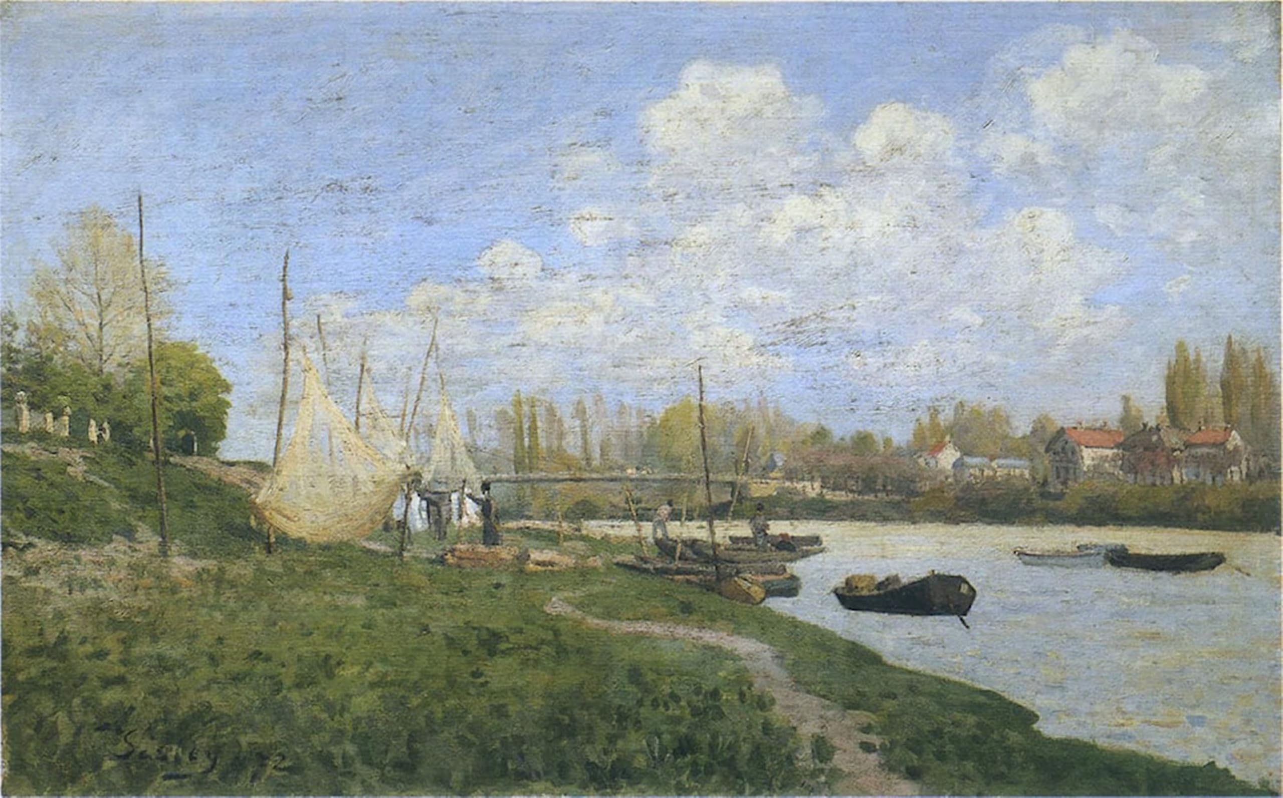 ARTXLXXBN Famous Painting Art Wall Decor Abstract Art Picture Fishermen Mending by AlSisley Animal Pictures for Home Decor 60x90cm