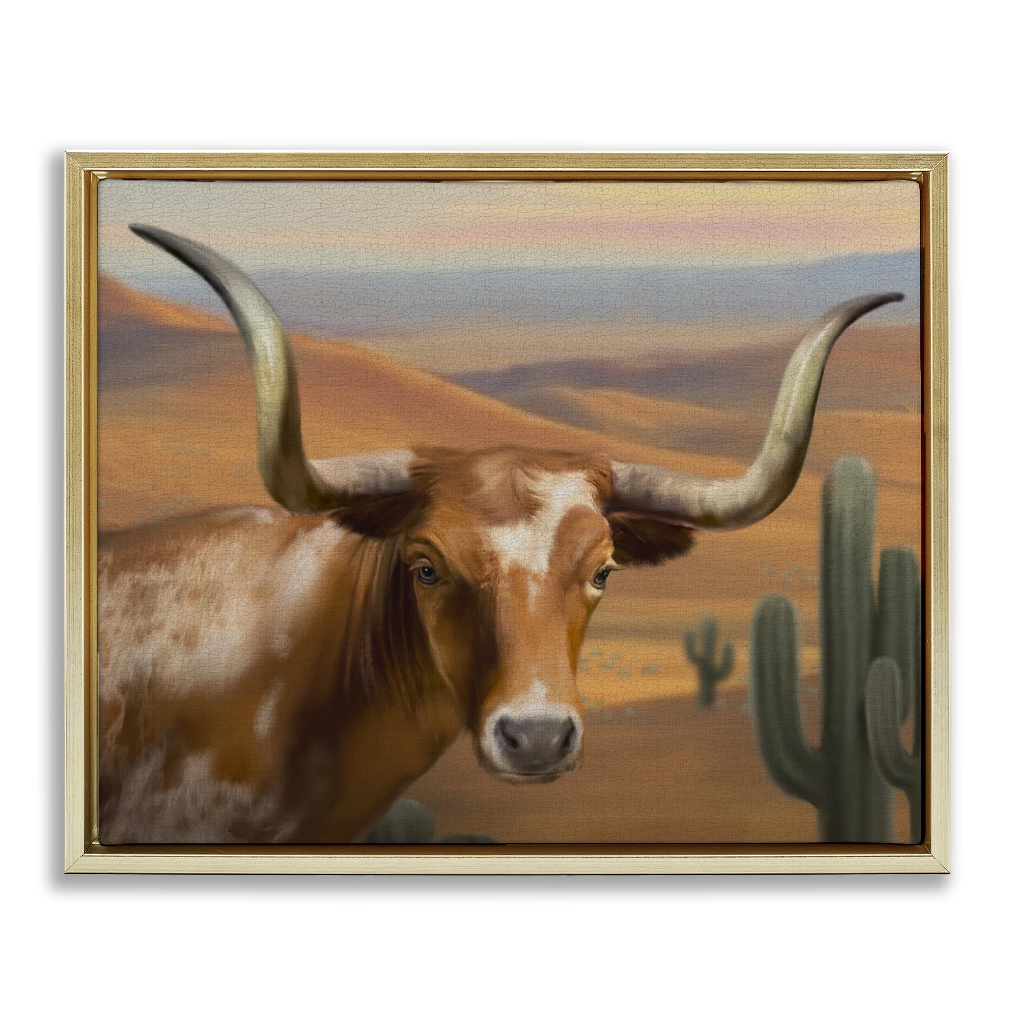 'Longhorn Western Landscape'| Floating Frame Canvas Art