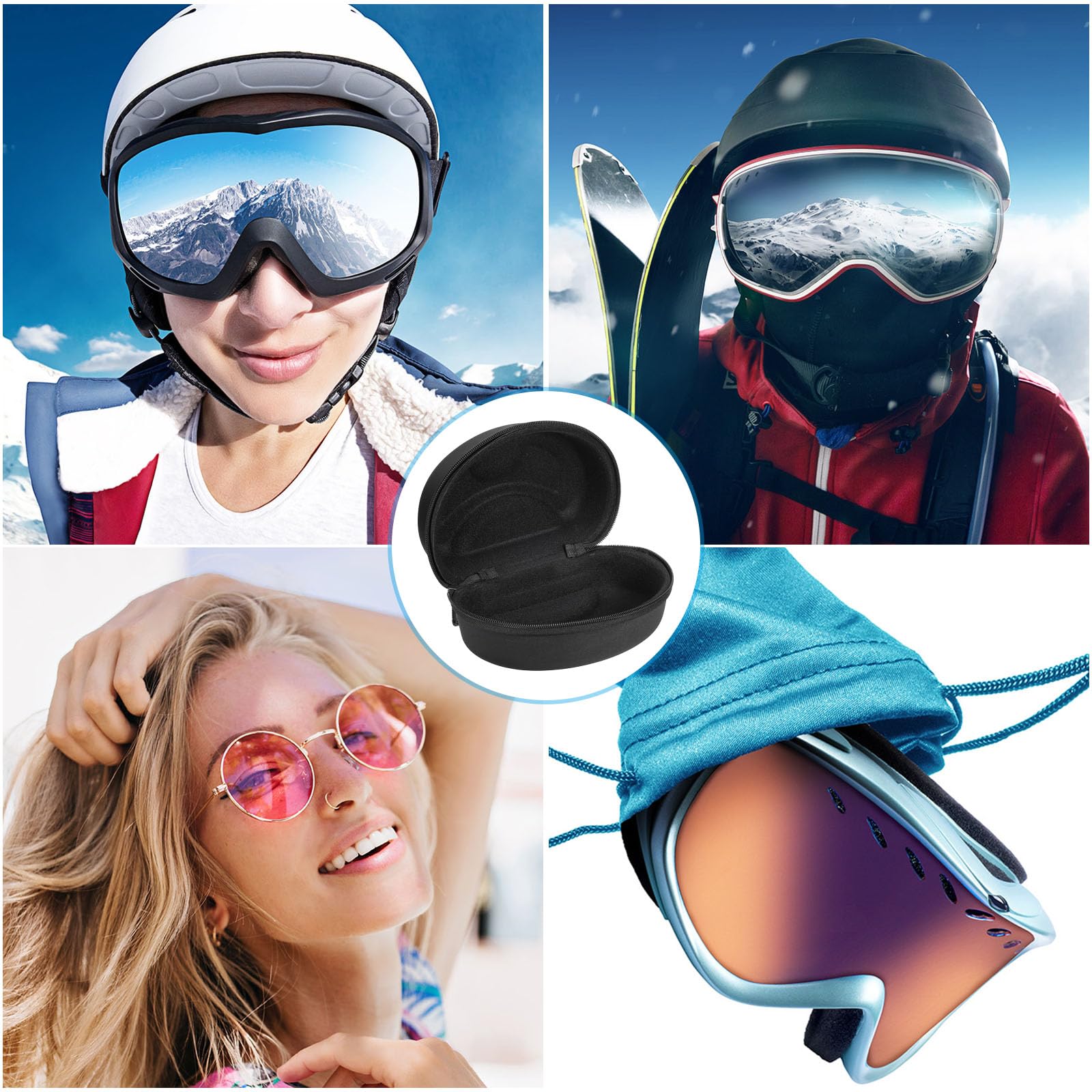 PATIKIL Étui Lunettes Rigide de Ski, Boîte à Lunettes de Sport EVA Snowboard Antichoc