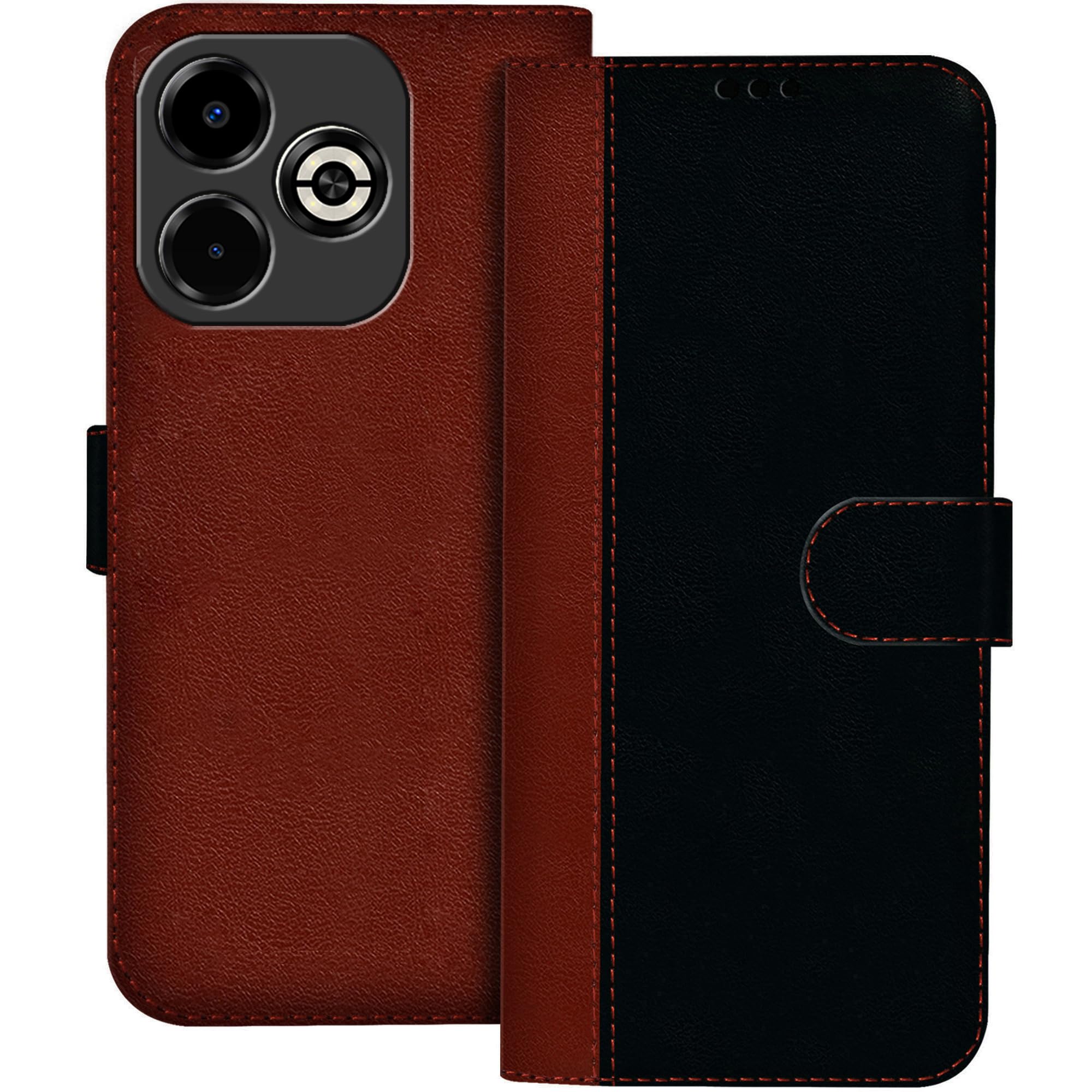 Hupshy Faux Leather Flip Case Back Cover for Infinix Smart 8 Plus Foldable Stand and Inside Card Pocket | Shock Proof with 360 Degree | Magnetic Clutch Folie (Black and Brown) (B0CX1SR1DZ) Amazon Price History, Amazon Price Tracker