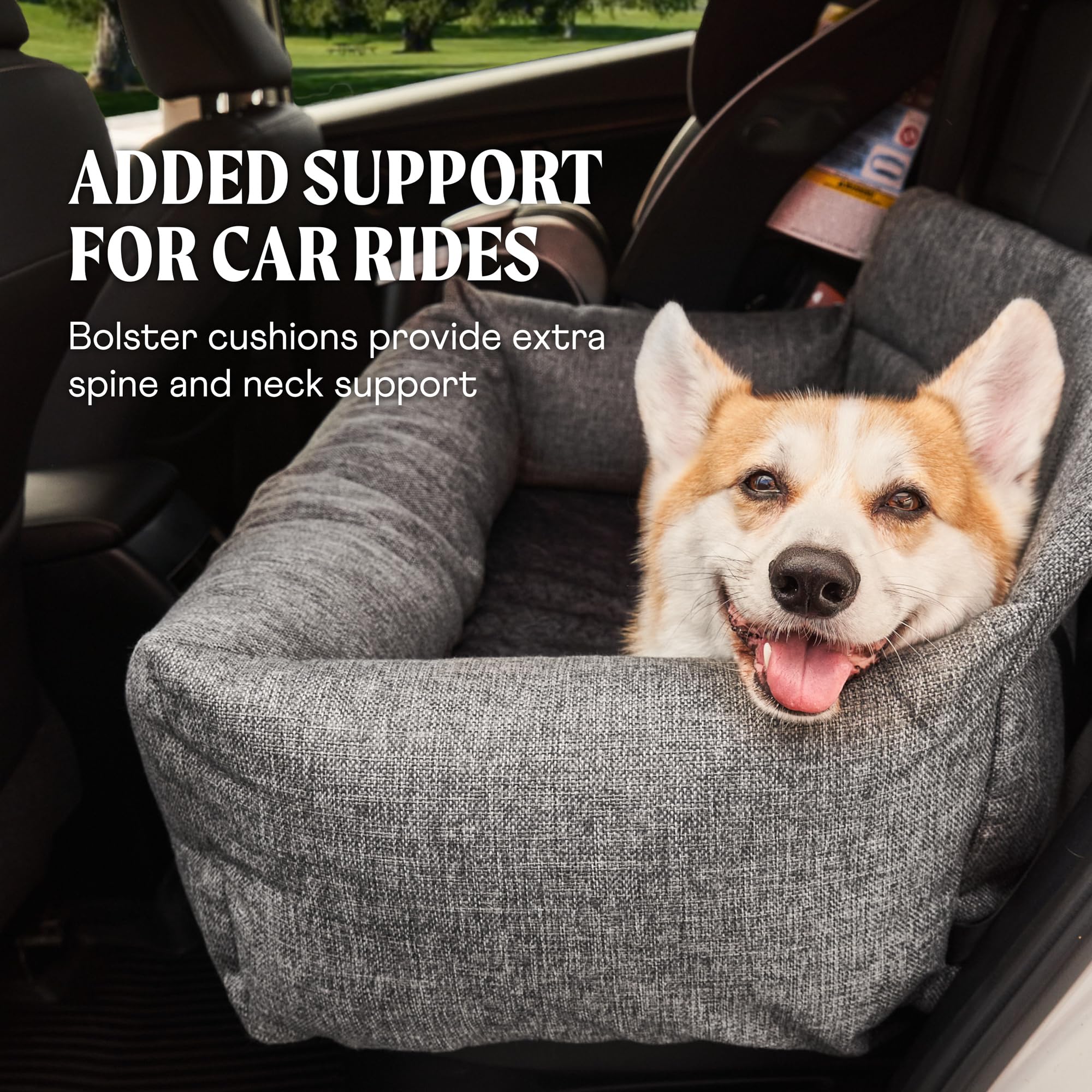 Paw Brands Asiento doble de coche para perro, cama de viaje de espuma viscoelástica para asiento trasero