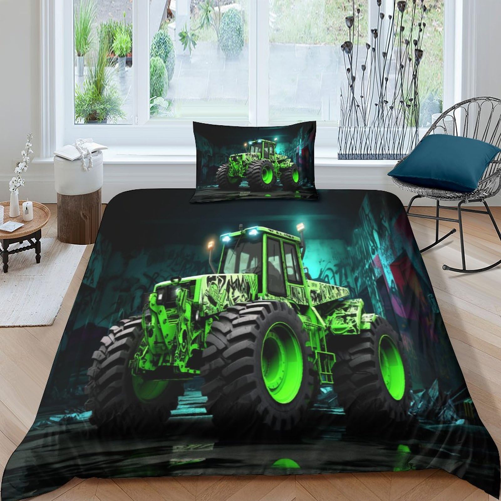 Parure de lit moissonneuse 3D pour chambre d'enfant passionné d'engins