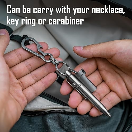 Miniatura 3 de KeyUnity KP05ST Bolt Action Pen con clip y llavero de acero inoxidable KS04 Organizador Llavero Bundle