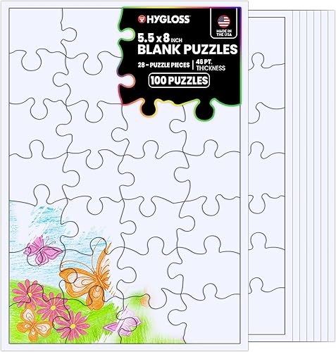 100 rompecabezas en blanco de 5.5 x 8 pulgadas, 28 piezas cada uno, invitaciones de fiesta Hygloss DYI, perfectos para decoración, actividades de