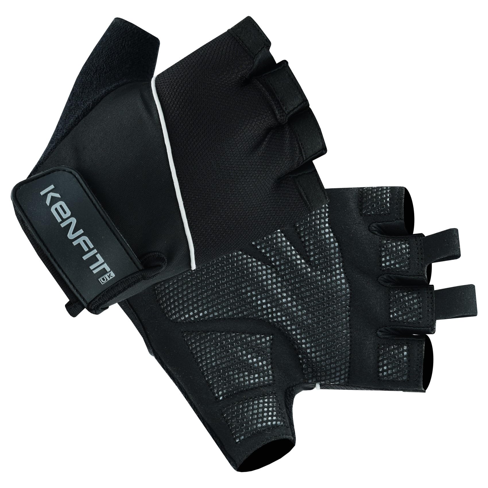Kenfit Half-Finger Weight Lifting Gloves for Teens & Young Adults – Durable Leather Palm, Non-Slip Silicone Grip, Adjustable Wrist Strap – Gym, CrossFit, Bodybuilding – Size S