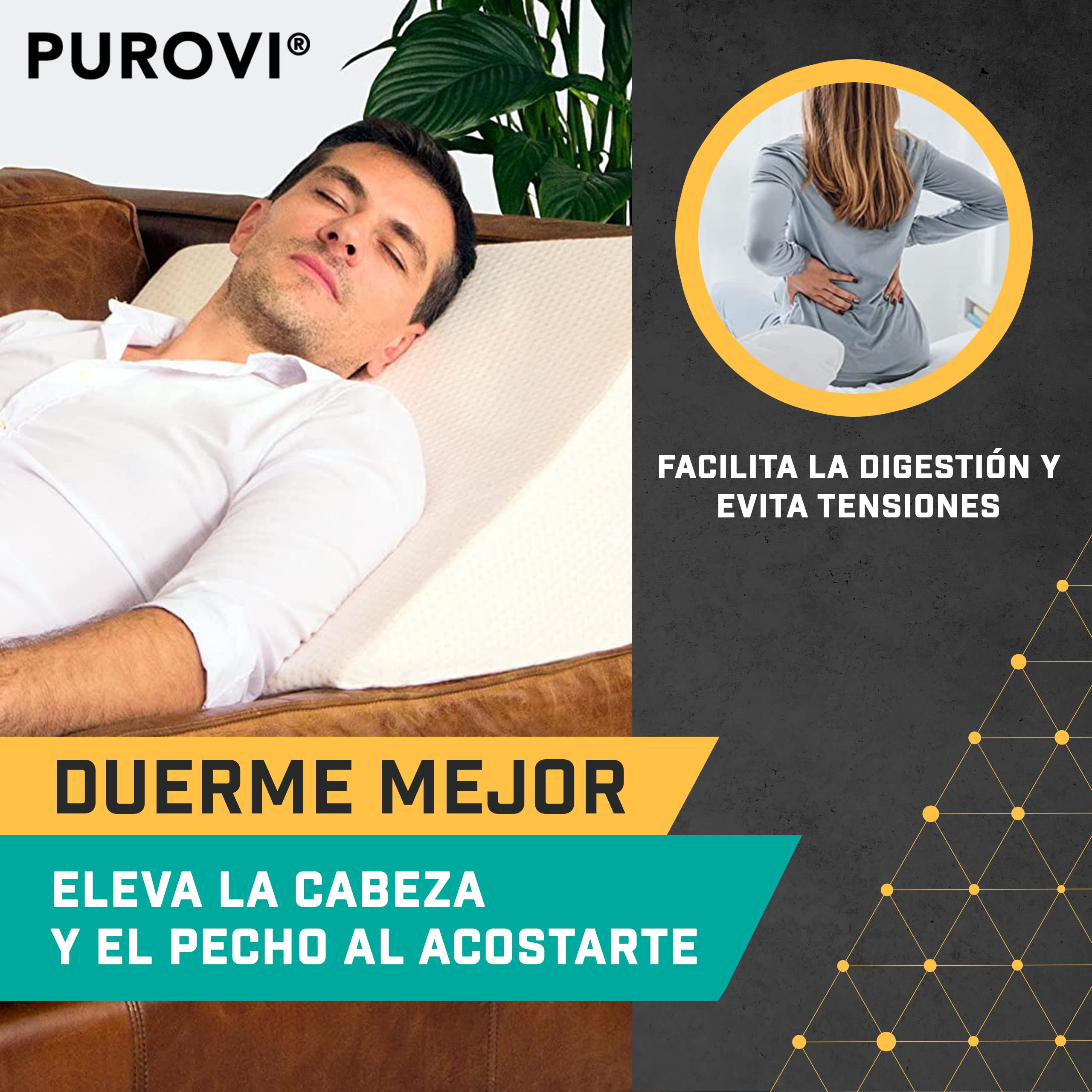 Almohada de Lectura - Almohadas Antireflujo Ergonómicas, cojín con forma de cuña para cama y sofá, soporte para la espalda y elevador de piernas con forma triangular
