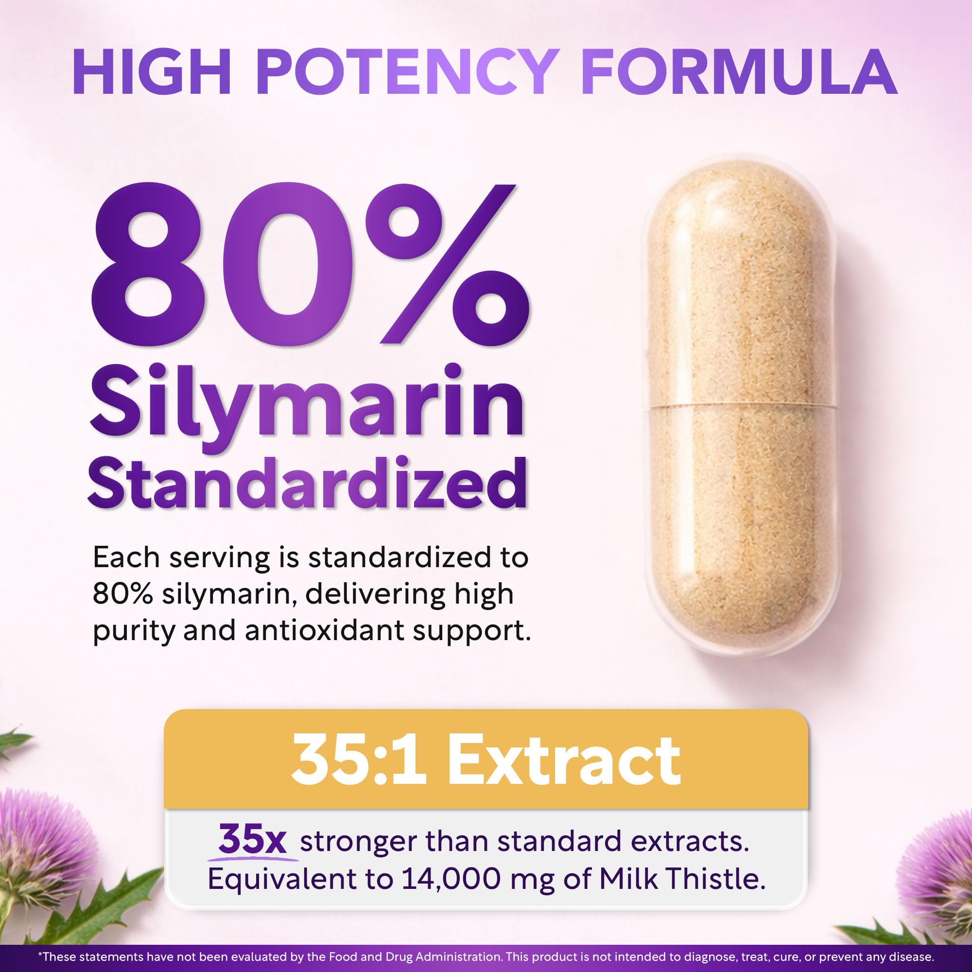 USDA Organic Milk Thistle 120ct, 35:1 Extract, 80% Silymarin, Liver Detox — Amazon image 3