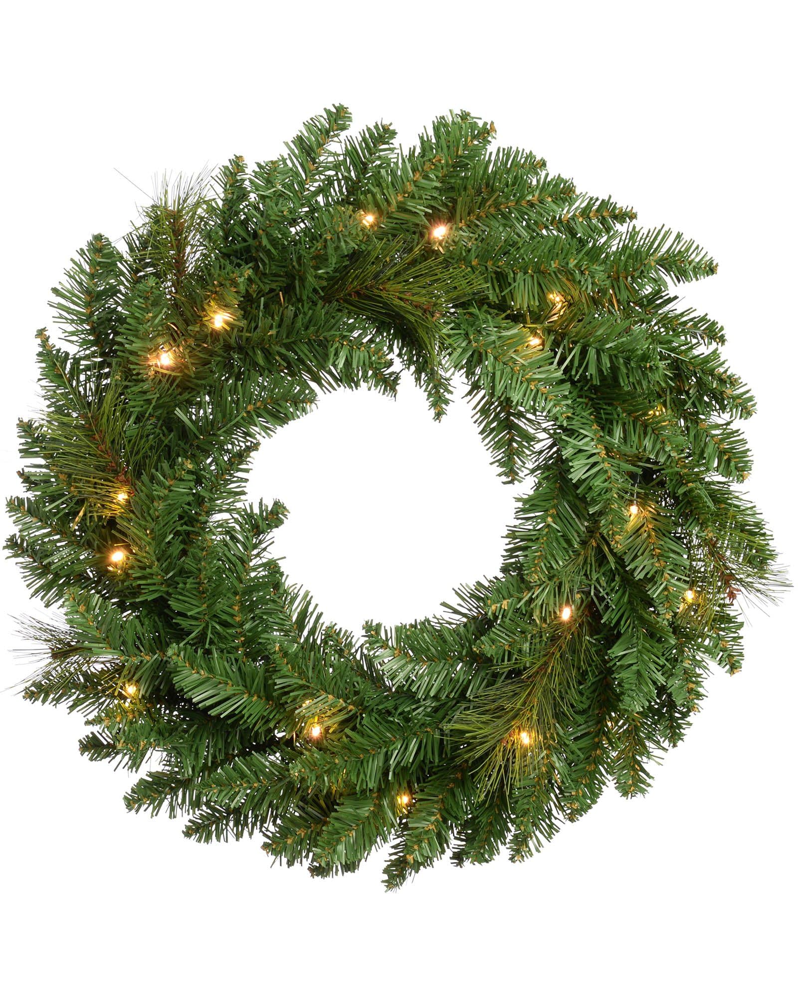 WeRChristmas Pre-Lit Wreath Christmas Decoration Illuminated with 20 Warm White LED Lights, 60 cm - Green