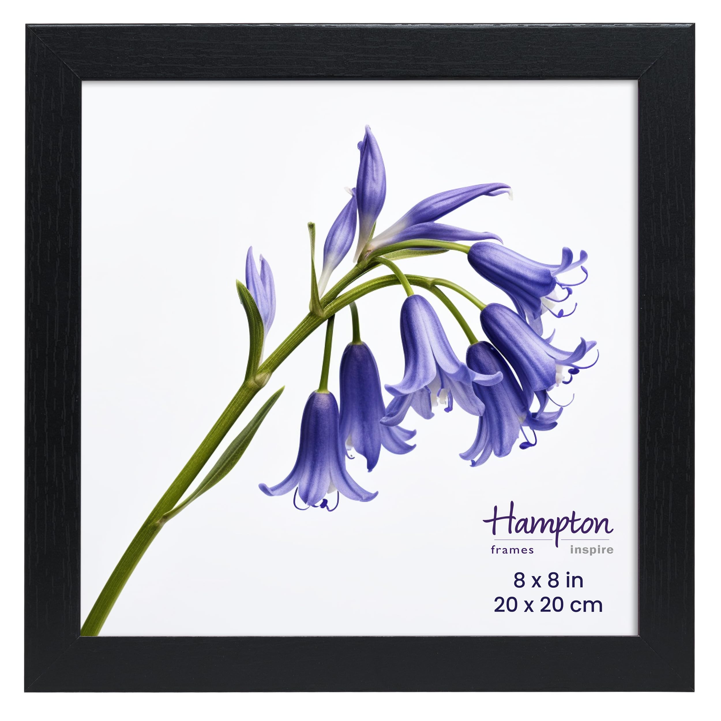Inspire By Hampton Frames Black | Cambridge Square Picture Frame | 8X8 (20X20cm), Engineered Wood, Acrylic Front | Freestanding Or Wall Mount | Modern Display For Photos, Home Décor