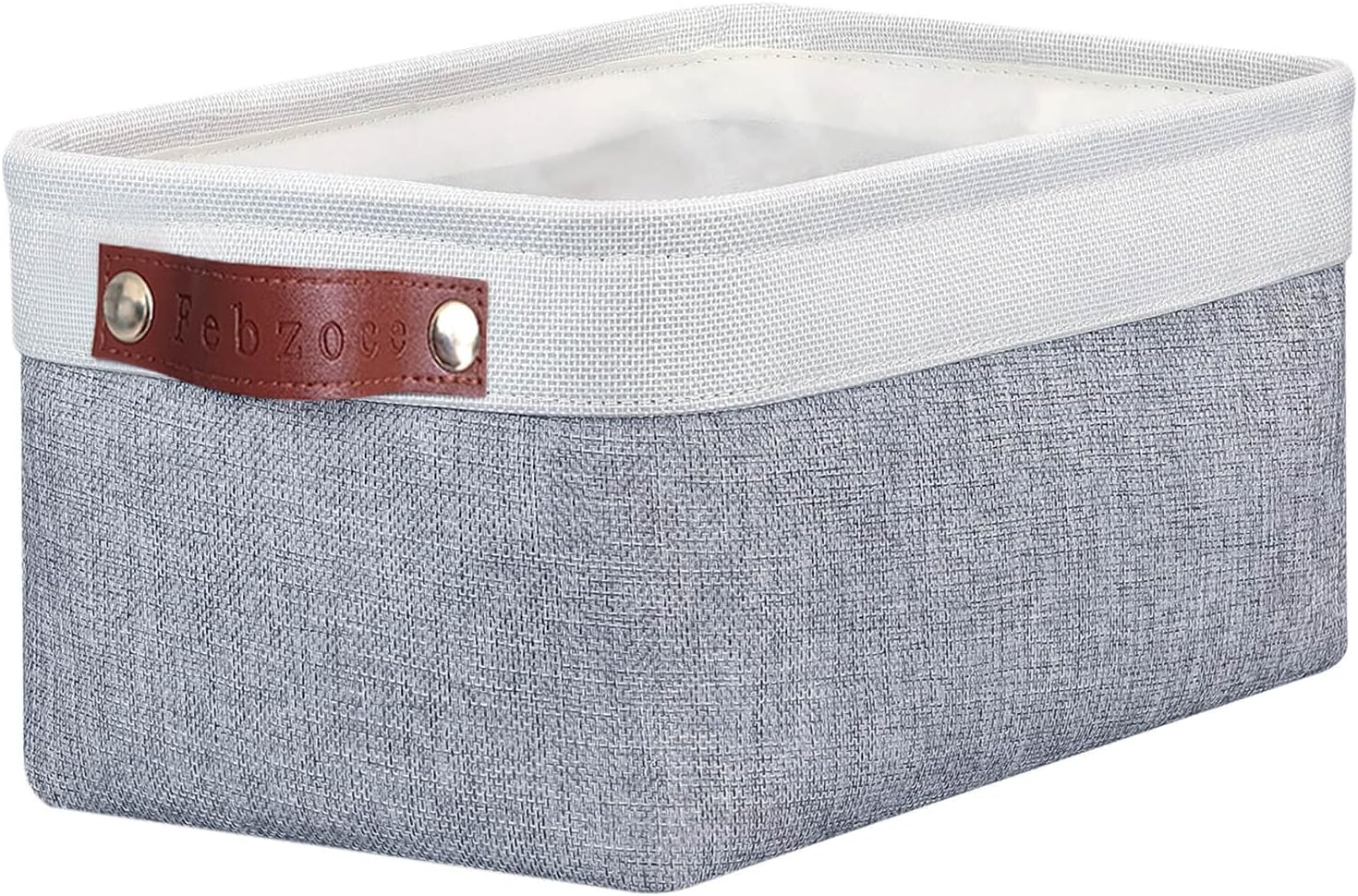 Febzoce Small Storage Box, Storage Baskets for Shelves Foldable Open Canvas Wardrobe Baskets Toy