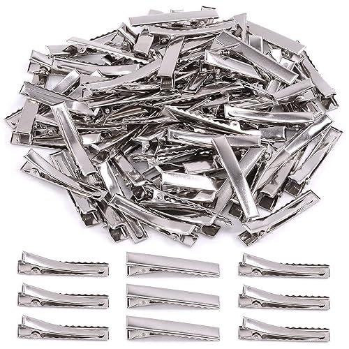 Miniatura 1 de 270 pinzas de pelo de cocodrilo de 5 tamaños, pinzas de pelo de una sola punta plateadas a granel para hacer lazos para hacer horquillas para