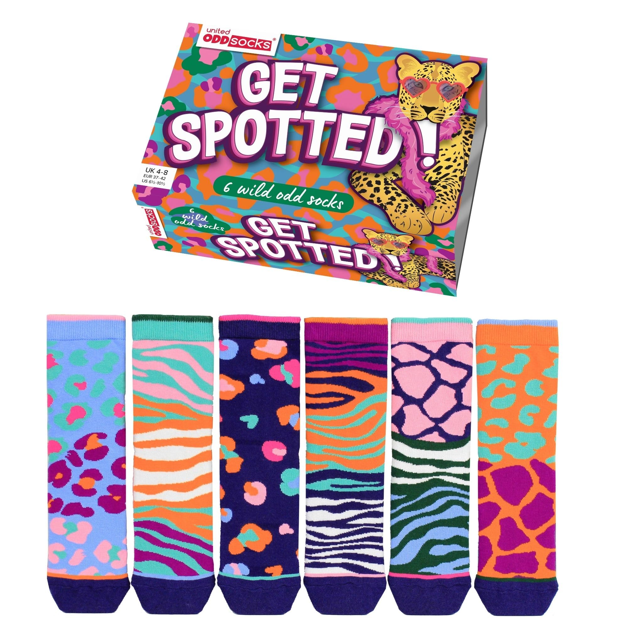 United Oddsocks Women's Novelty Socks - 3 Pairs - Mismatched Animal Print