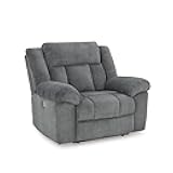 Tip-Off Casual Wall Hugger Power Recliner with Adjustable Headrest and USB Ports, Gray