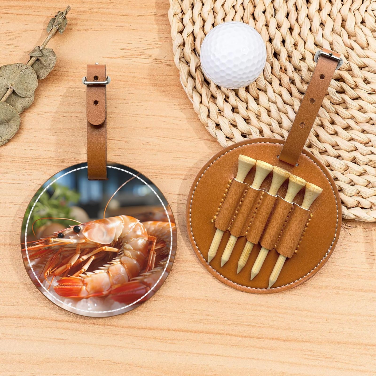 Prawns Brown Golf tee Storage Bag - Durable and wear-Resistant Golf Accessories