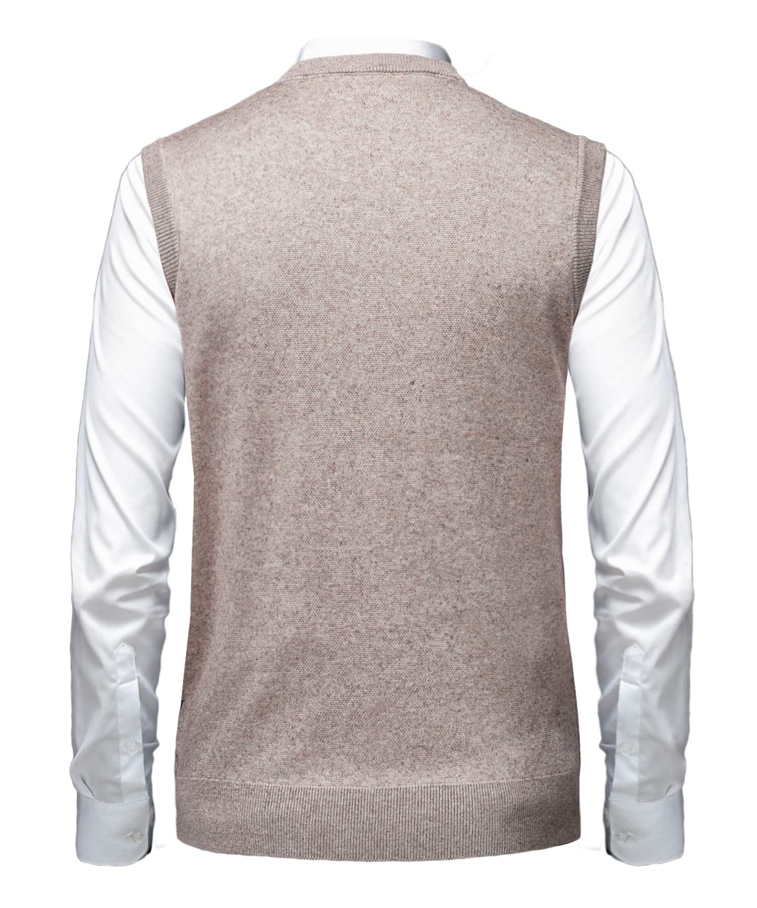 Chaleco de Punto para Hombre Argyle Suéter Cárdigan sin Mangas Jersey con Botón Gentleman Clásico Grueso Tank Tops con Cuello en V Otoño Invierno