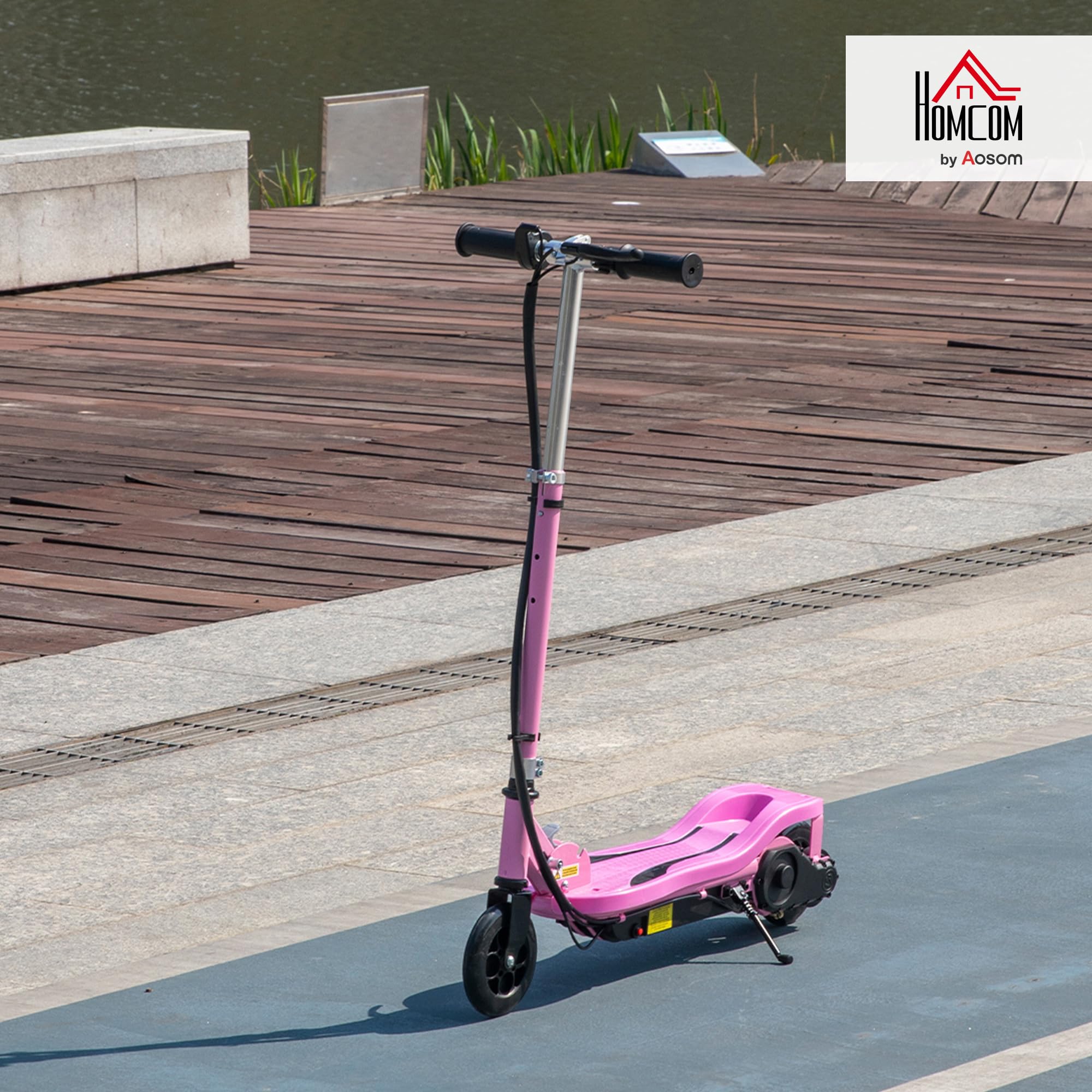 HOMCOM Patinete Eléctrico Plegable para Niños de 7-14 Años, Patinete Eléctrico con Velocidad MAX. 12 km/h, Alcance de 8 km, Altura Ajustable, Freno de Mano