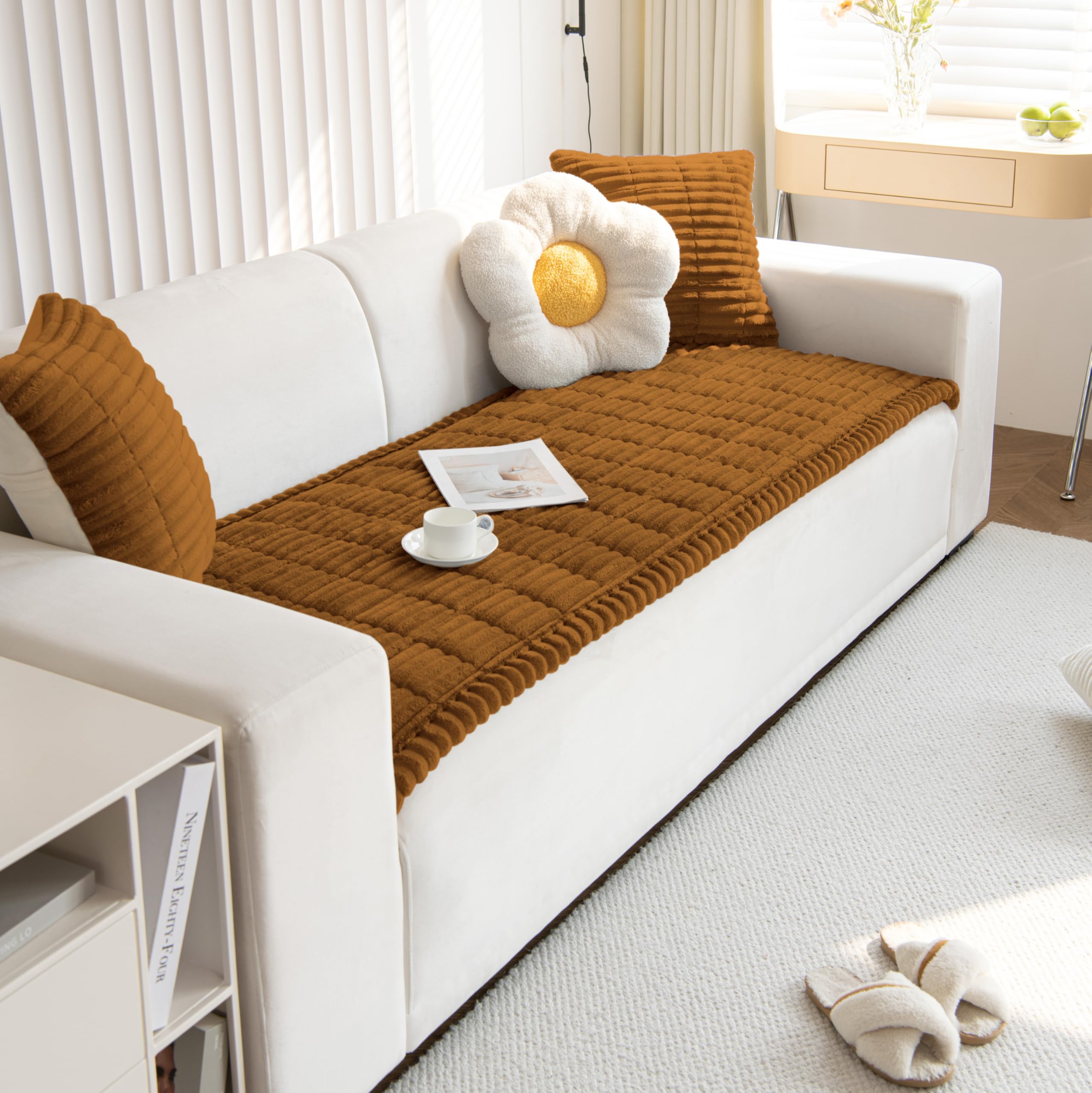 EBETA Sofabezug für Hunde Sofakissen Fensterbankmatten Sofa Überwürfe Sitzauflage Bodenbeläge Bankauflagen Anti-Rutsch Kissen Möbelschoner Spielmatten (Bar-Braun, 70x210 cm)