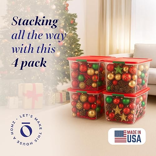 Vista 20 de HOMZ Paquete de 8 contenedores organizadores de almacenamiento de plástico transparente, 15 cuartos de galón, color gris, cajas apilables para Tapa