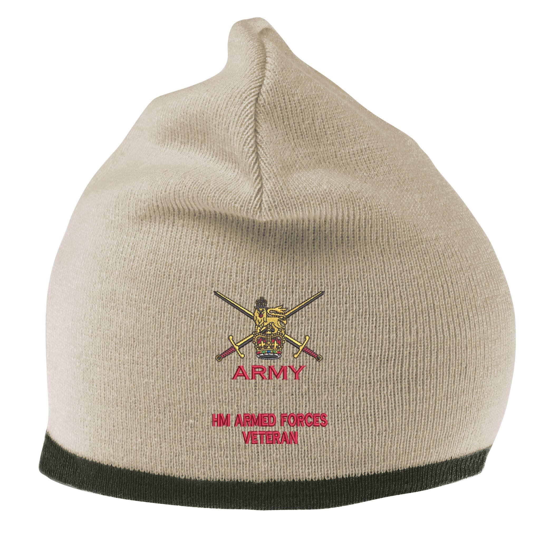 The Military Store Unisex Stone/Olive Army - Armed Forces Veteran Beanie Hat
