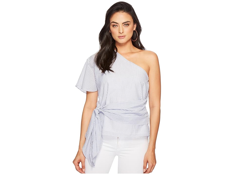 

1.STATE One Shoulder Wrap Waist Blouse (Harbor Light) Women's Blouse