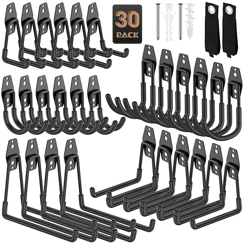 30 Pack Garage Hooks, Heavy Duty Steel Wall Mount Utility