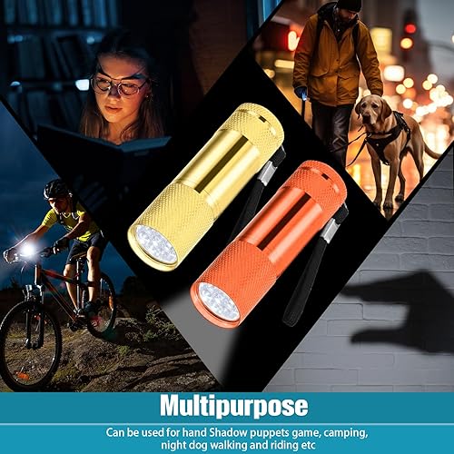 Miniatura 6 de VIHOSE 20 mini linternas a granel, luz flash de mano de aluminio brillante con cordón, pequeñas linternas LED para niños lectura nocturna,