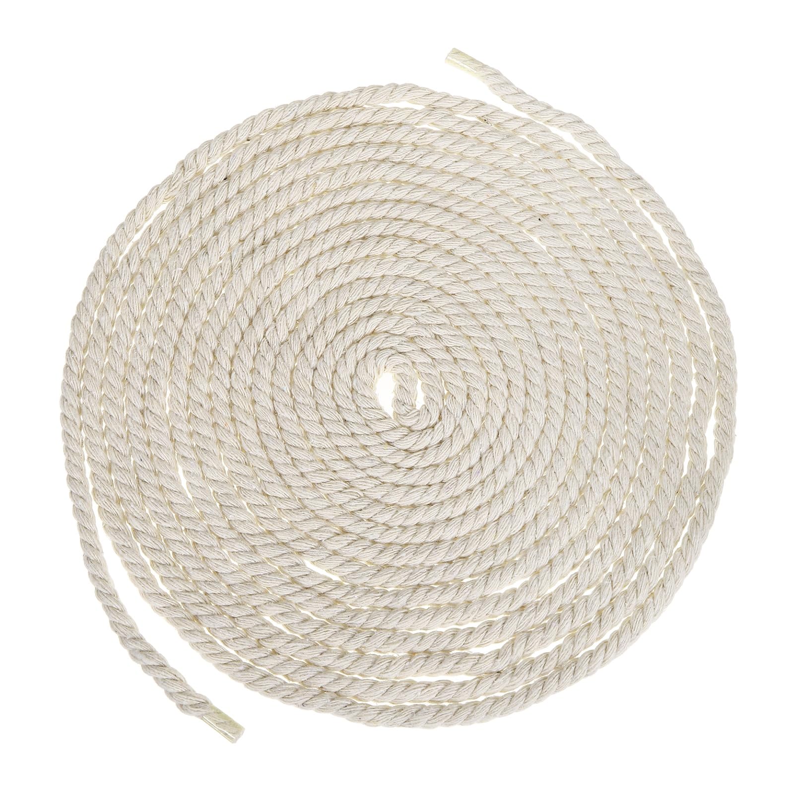 sourcing map 5mm x 18 Feet Beige Cotton Rope, 3 Strand Clothes Line Outdoors Twisted Braided Thick Macrame Cord for DIY Wall Hanging Plant Hanger Knotting Clothesline