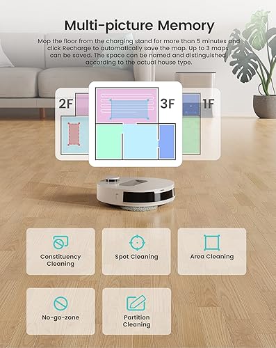 Miniatura 8 de Lefant Trapeador robot autolimpiante T1, sensores inteligentes Lidar dToF, alfombra sin movimiento, tanque de agua grande de 5 L, trapeador de