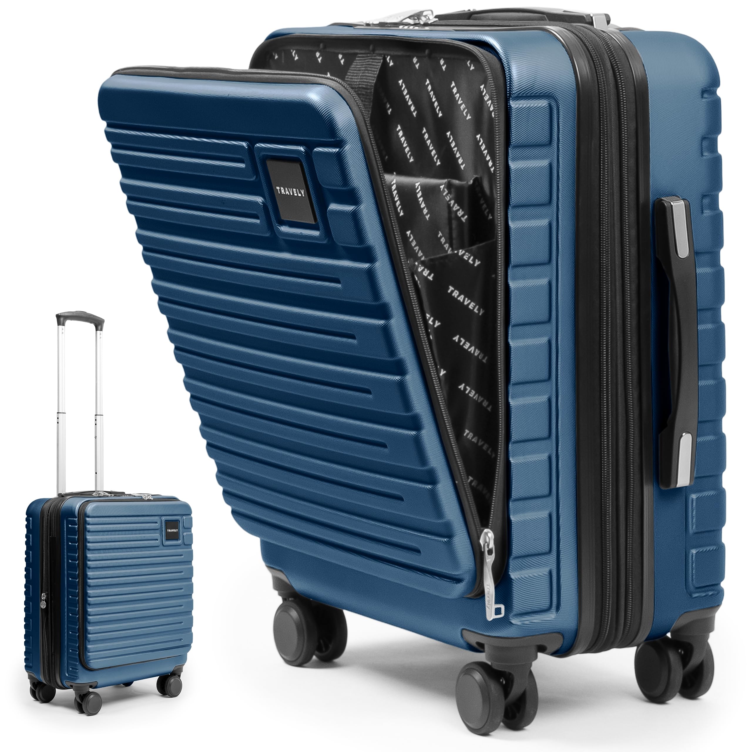 Travely Premium Handgepäck 55x40x23cm erweiterbar, passend für Lufthansa, Eurowings und co. I 41L - 50L Handgepäck mit sanften Rollen und praktischem TSA Schloss, Reise