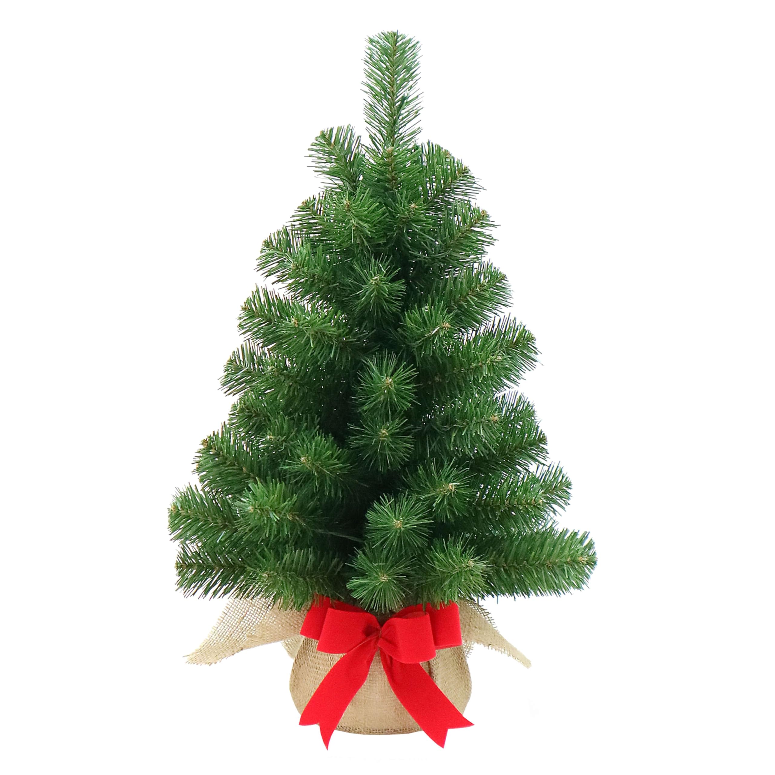 artplants.de Mini Albero di Natale WARSCHAU, Verde, 60cm, Ø 40cm | Sacco di Iuta - Albero Tessile/Abete di Natale