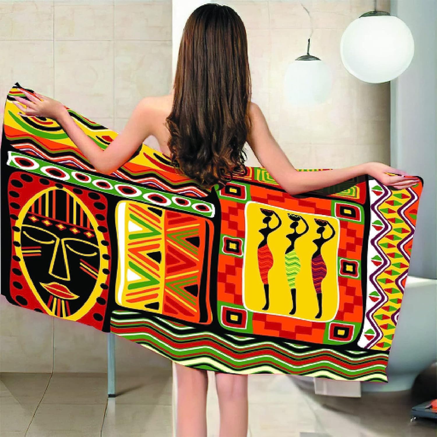 Serviette Microfibre Serviette De Plage Sport Drap De Bain Impression Dame Africaine 3D Serviette Piscine Petite Grande Drap De Plage Tapis De Plage Enfant XXL 150 X 200 Cm -9G8T