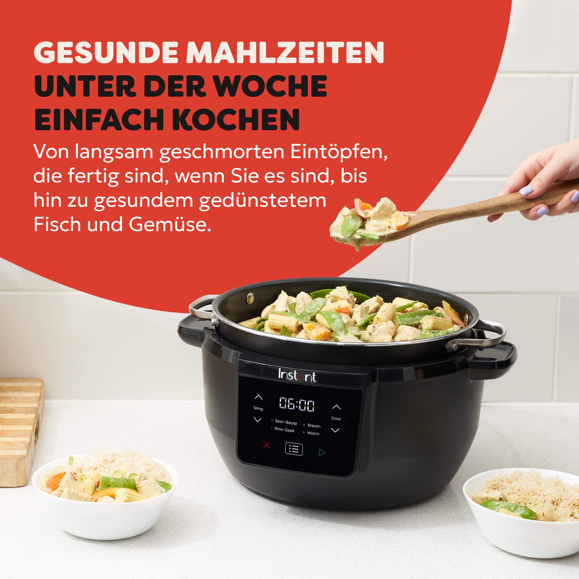 Instant Pot – Superior Schongarer – 7,1L Multikochsystem mit Einstellungen für Schongaren, Anbraten, Dämpfen und Warmhalten, antihaftbeschichteter Innentopf