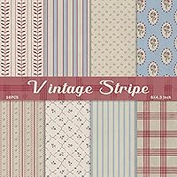 PRSTINCOL Vintage Stripe Scrapbook Paper - 16 Sheets 4.1x5.8 Inch Single-Sided for DIY Crafts, Origami, Card Making, Art Journaling