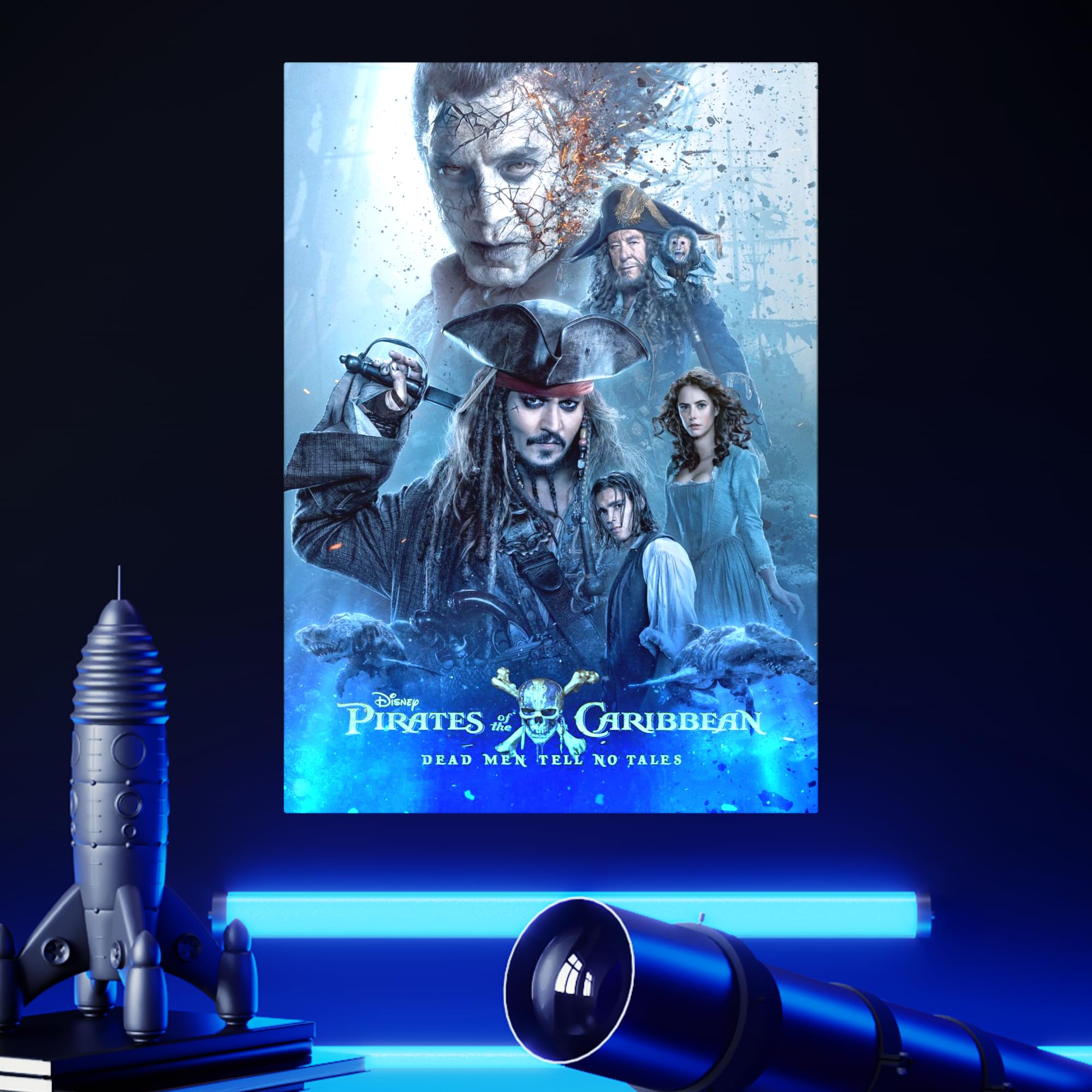 Displate Poster in metallo Disney - Pirati dei Caraibi - Dead Men Tell No Tales - Decorazione per camera da letto - Regalo da collezione - Decorazioni di alta qualità da parete, poster del film, 48 x
