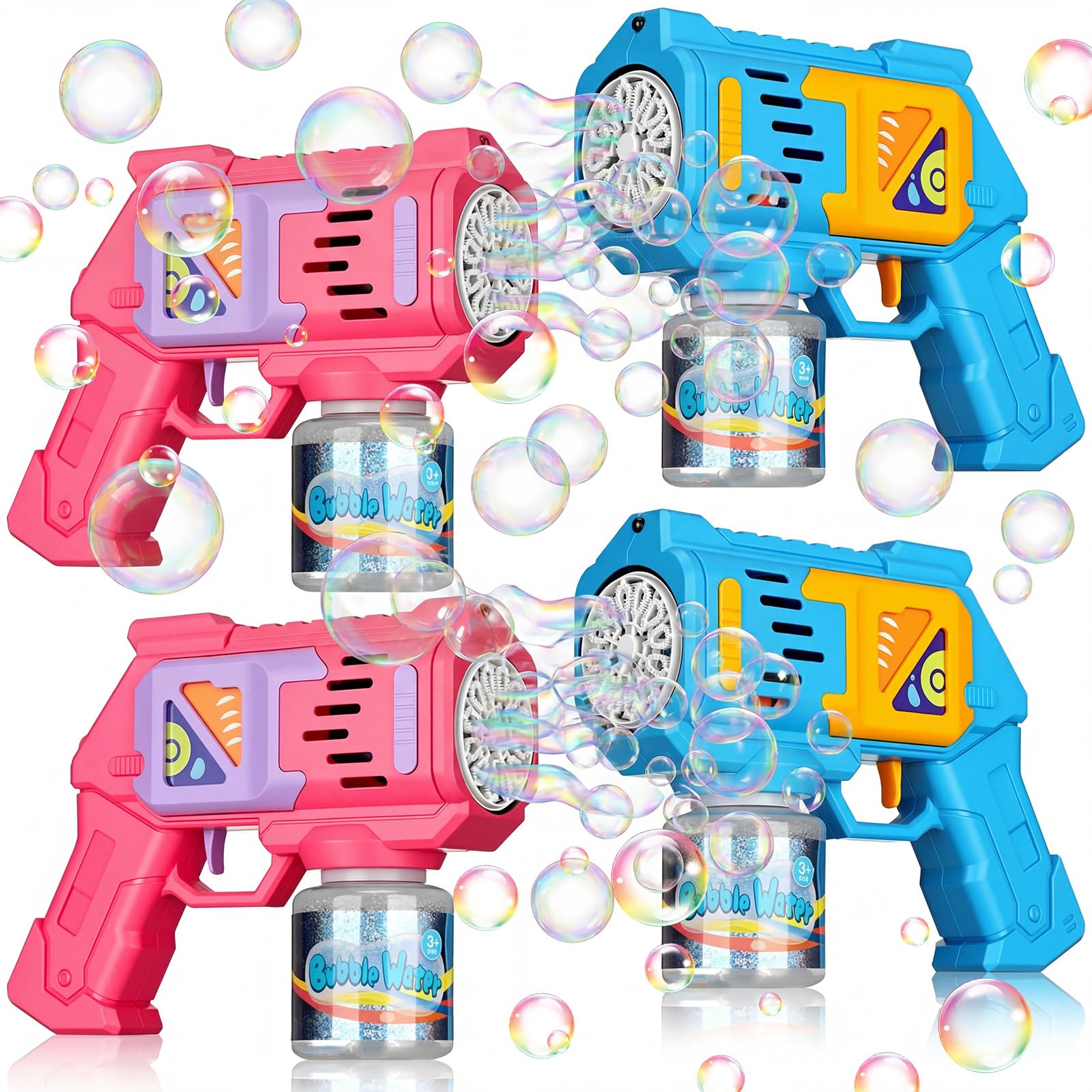 Confezione da 4 pistole elettriche a bolle per feste di nozze, con 4 soluzioni per bolle d'aria, per esterni, accessori per feste di nozze