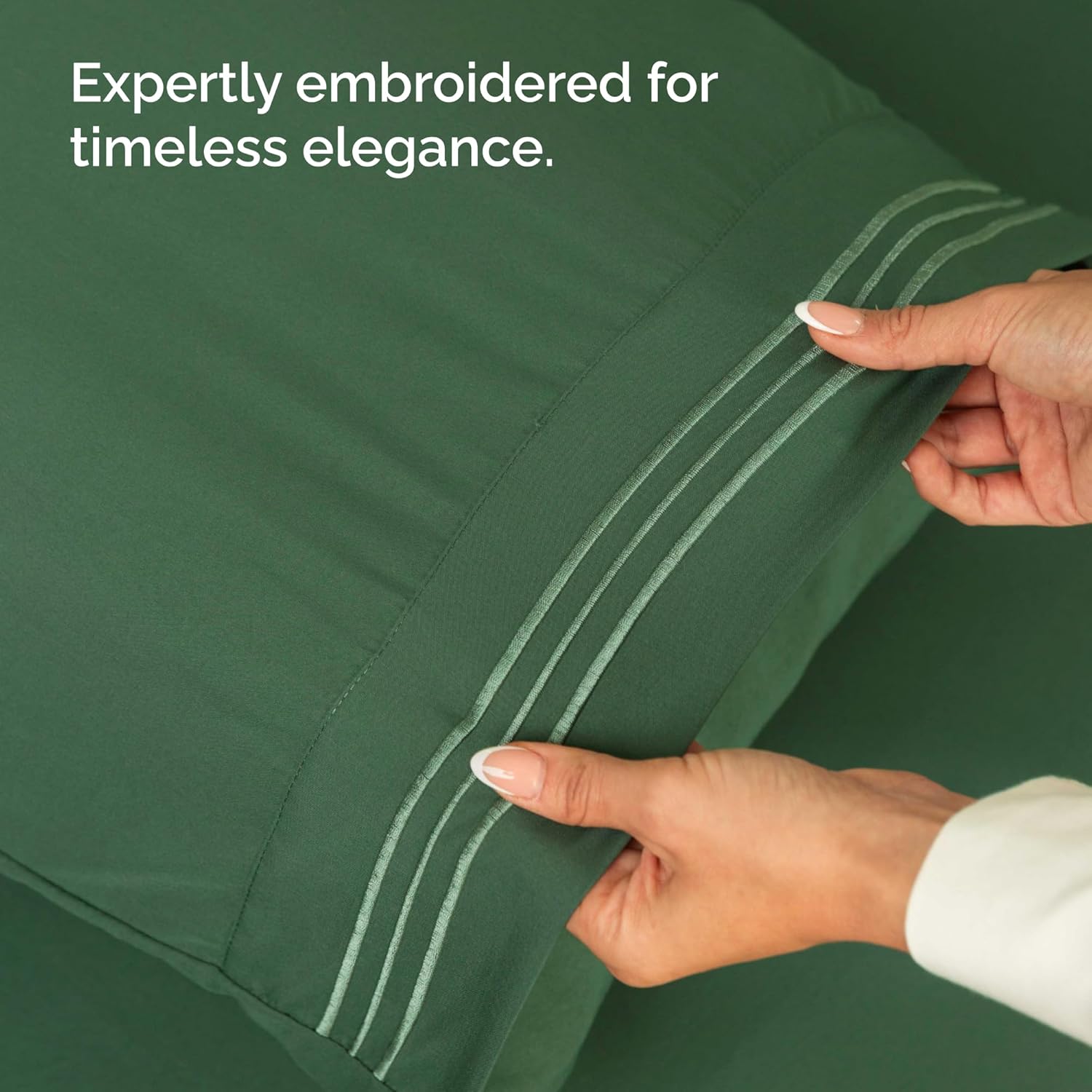 King Size Flat Bed Sheet + 2 Pillowcases Bundle - Hotel Luxury Single Flat Bottom Sheet Only - Fits Mattresses w/ Deep Pockets between 8 to 16 inches - Soft, Breathable & Wrinkle Free - Emerald Green