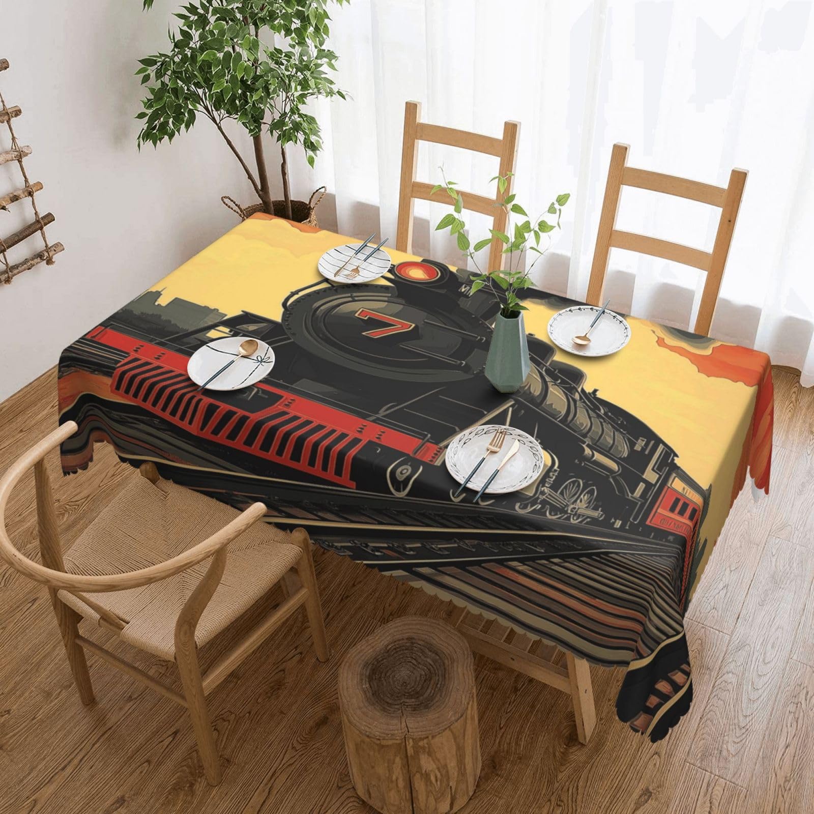 Nappe déperlante anti tache train vintage noire pour dîner