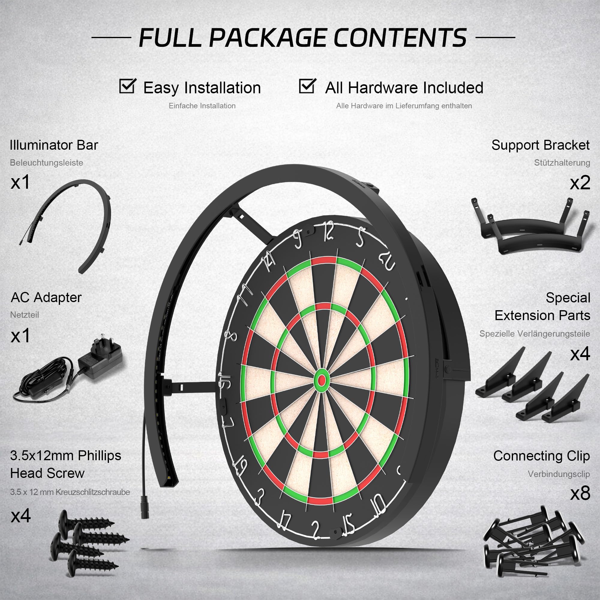 CyeeLife Dartboard Lighting System, Éclairage pour Cible de fléchettes, Anneau Lumineux LED Blanc pour Cible de fléchettes, Système d'éclairage LED pour Cible de fléchette