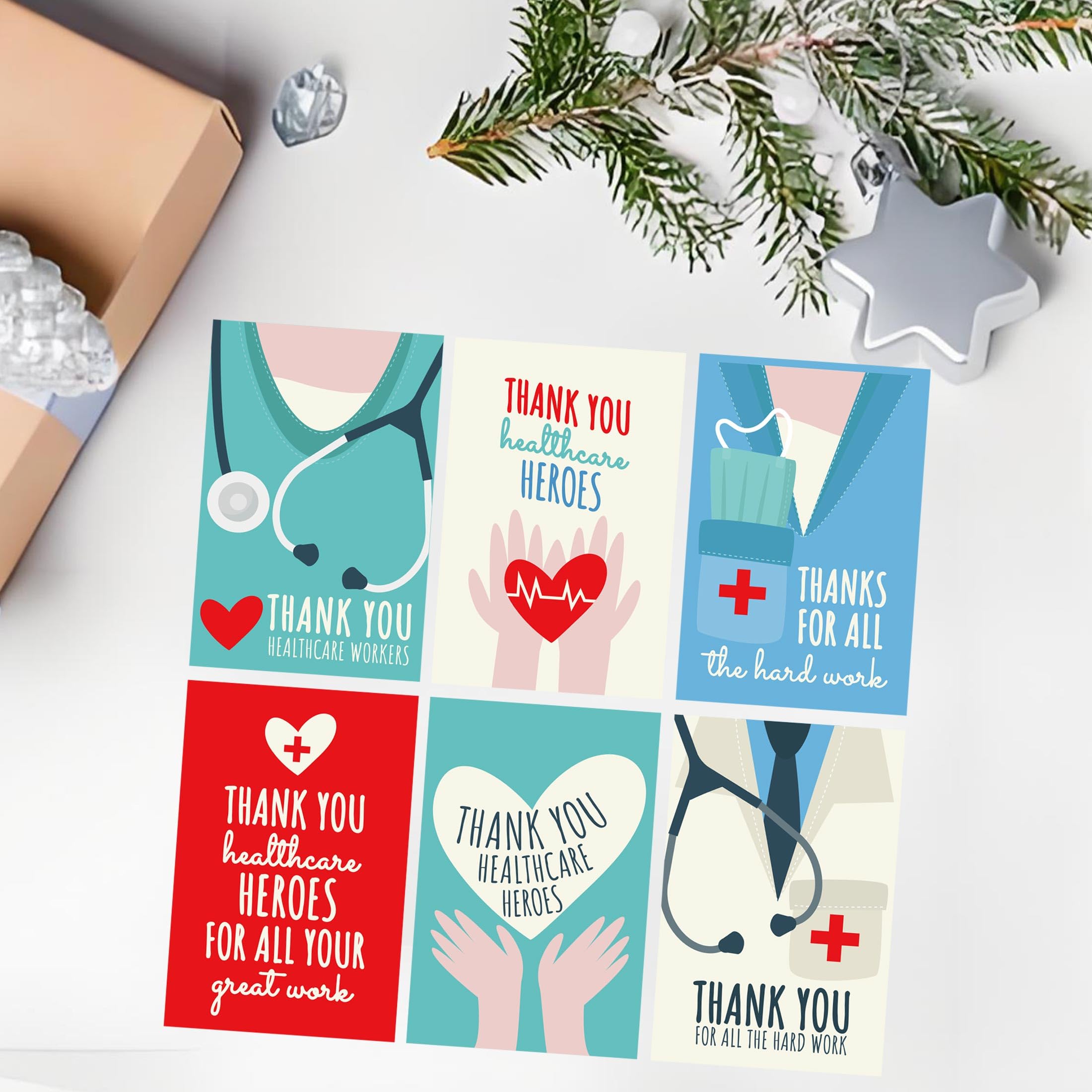 36 Sets Doctor Medical Thank You Cards with Envelopes and Stickers 4 x 6 Inch Nurse-Themed Greeting Cards for Nurses Week Healthcare Workers - Image 3