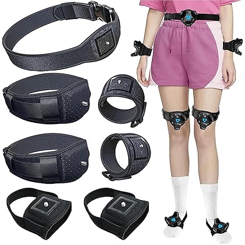 Skywin Vive Tracker Straps for HTC Vive, 3.0, 2.0, and Ultimate Trackers (1 Waist Belt, 2 Feet, 2 Hands, 2 Legs Bundle), Secure and Comfortable Full Body Tracking (Trackers Not Included) - 1 Pack - Bundle_1+6
