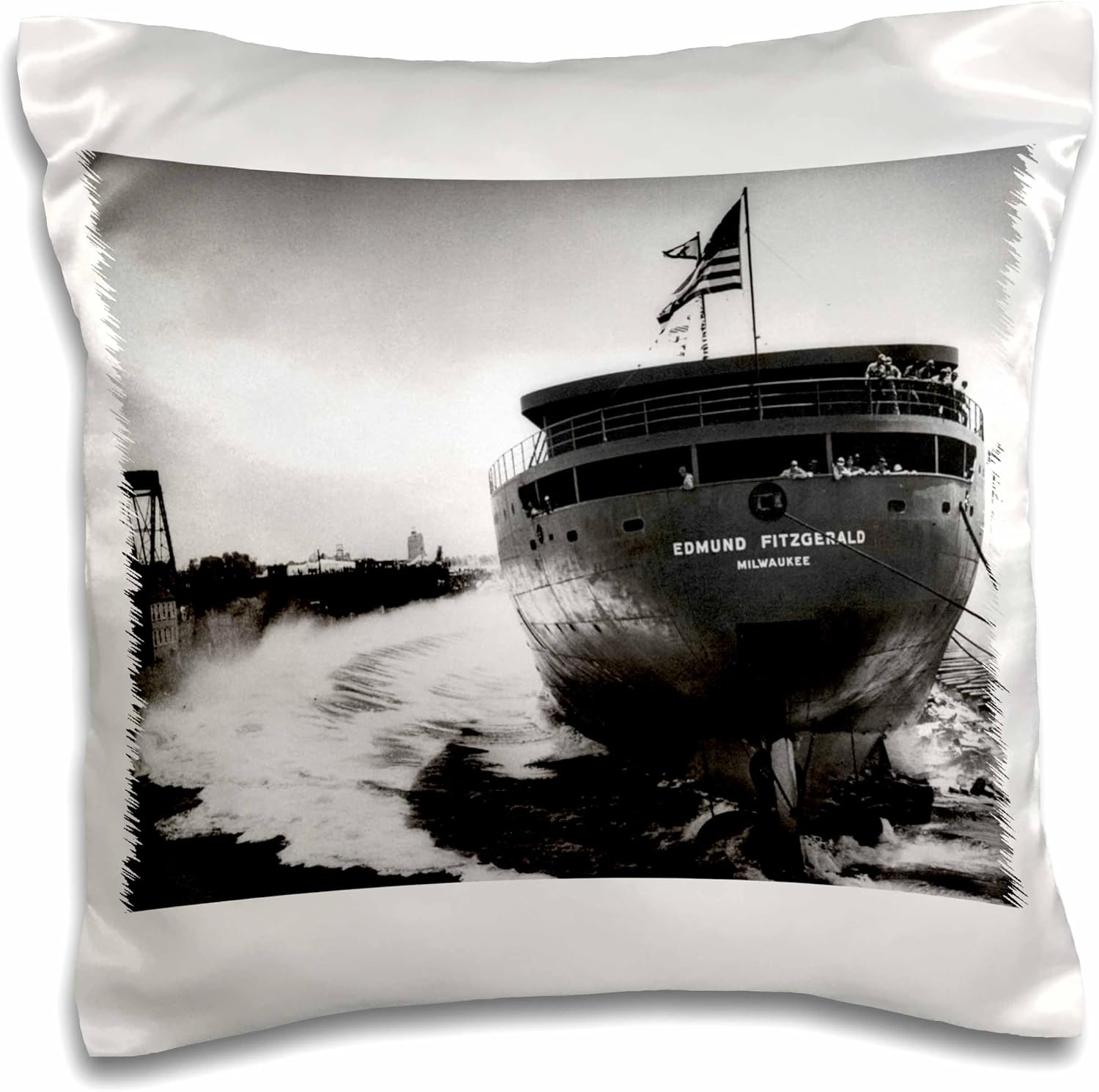 3dRose pc_6817_1 Launching of the Edmund Fitzgerald-Pillow Case, 16 by 16"