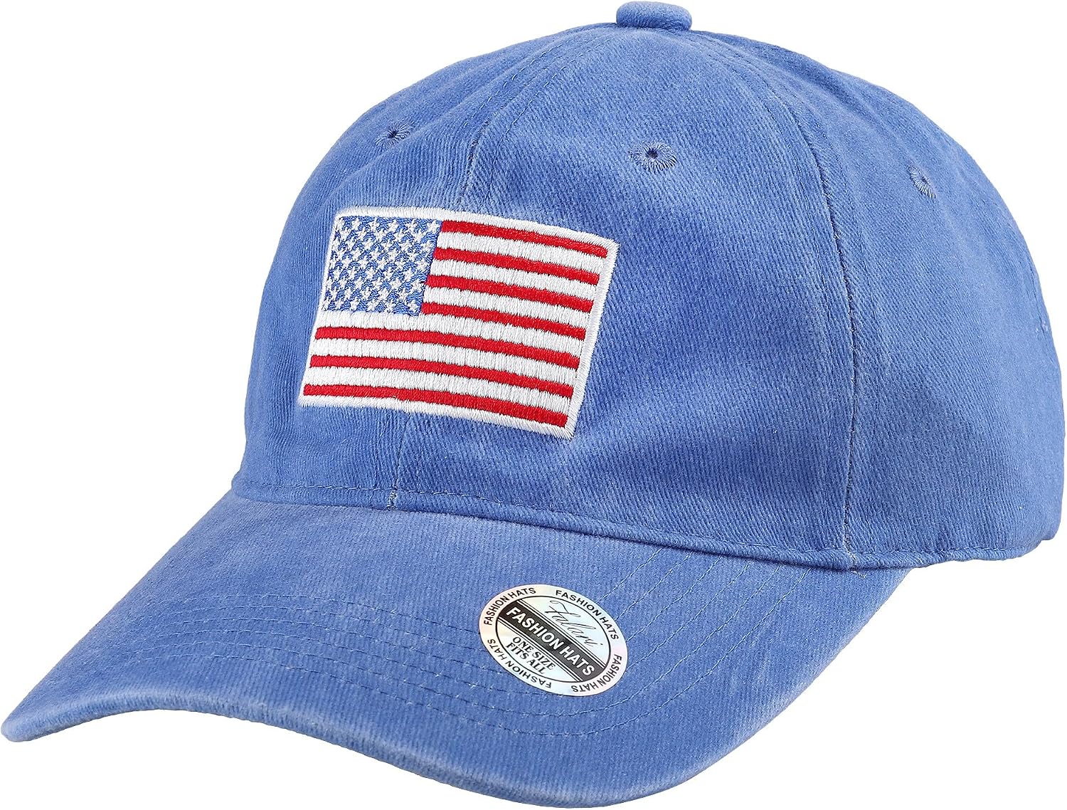 Falari USA Flag Embroidered Baseball Cap, Low Profile Adjustable Dad Hat, 100% Cotton, Pre-Washed