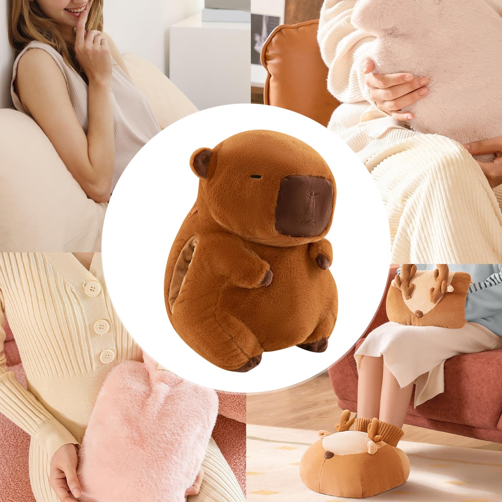 Veeteah Manicotti, scaldamani in Peluche ripieni Design Capibara, Manicotti Portatili da Donna per l'inverno, Morbidi Manicotti in Peluche Capibara